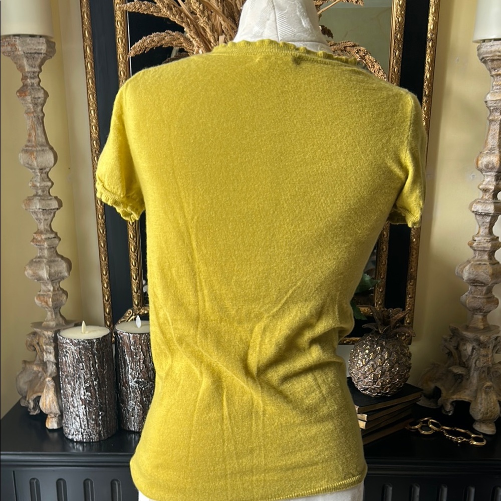 J.Crew Featherweight Cashmere Short Sleeve Cardigan Light Chartreuse - Picture 5 of 8